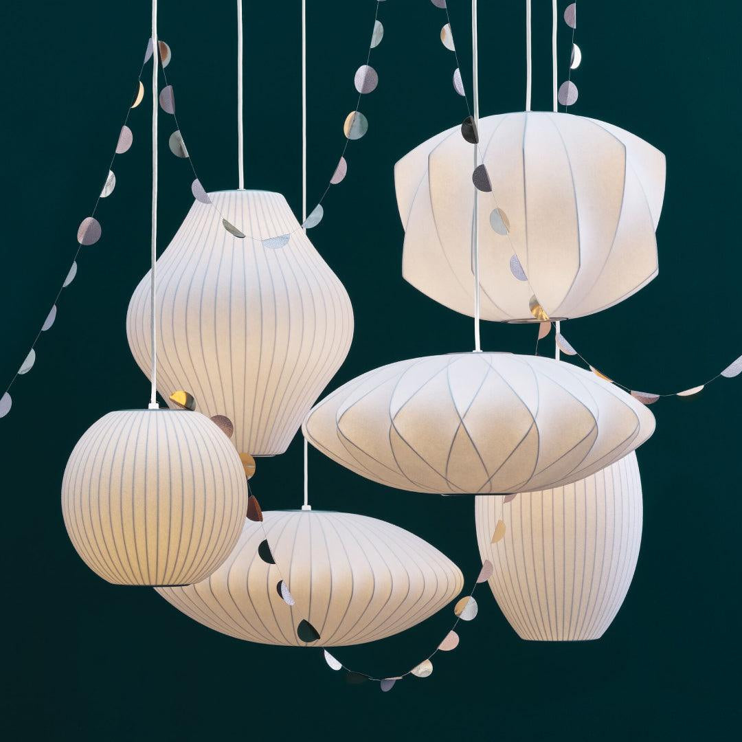 Mid-Century Fabric Cocoon Pendant Light Modern Cloud Bubble Chandelier