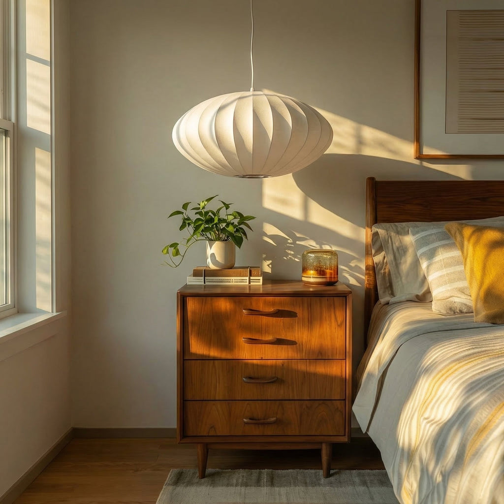Mid-Century Fabric Cocoon Pendant Light Modern Cloud Bubble Chandelier