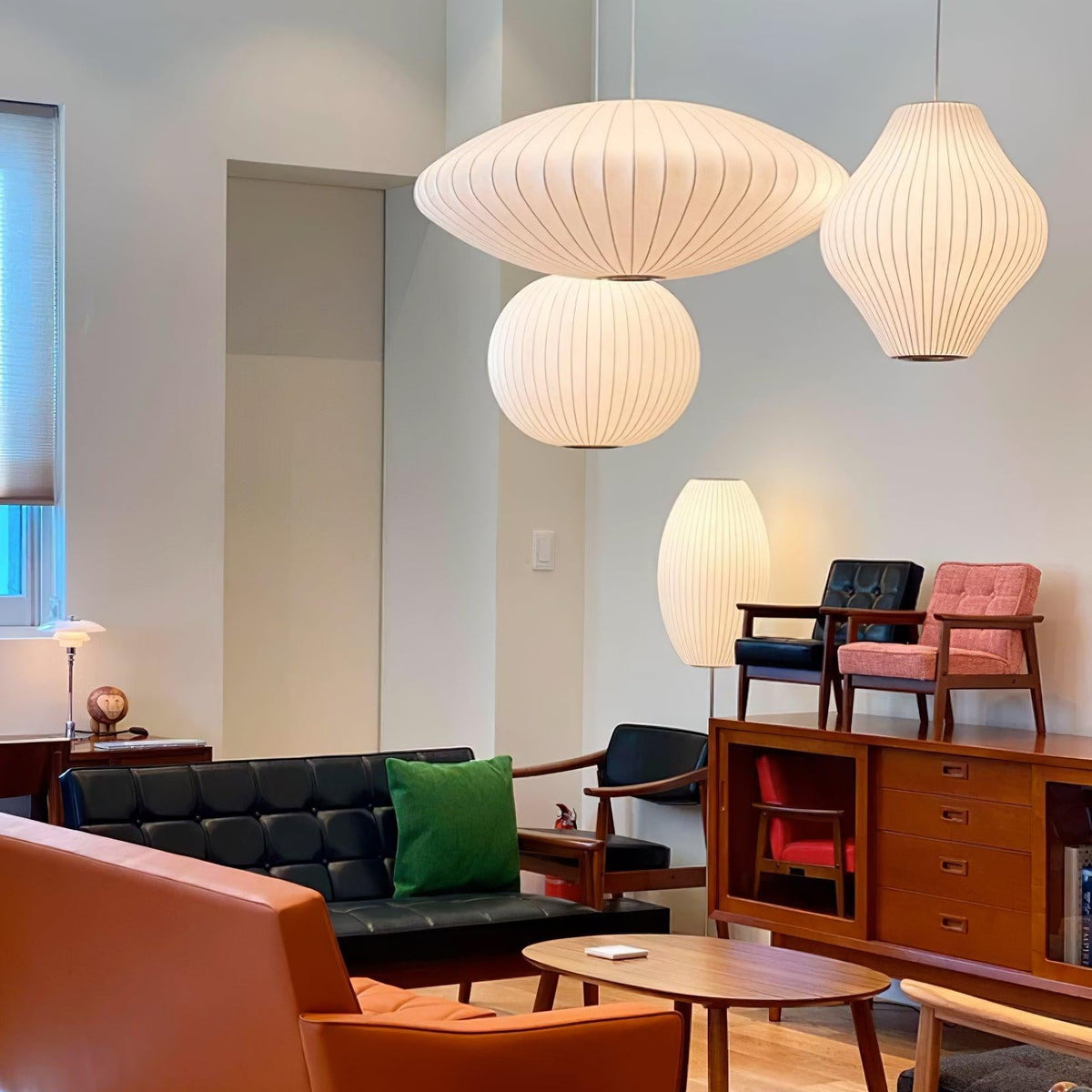 Mid-Century Fabric Cocoon Pendant Light Modern Cloud Bubble Chandelier Main image
