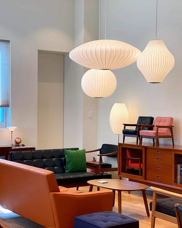 Mid-Century Fabric Cocoon Pendant Light Modern Cloud Bubble Chandelier