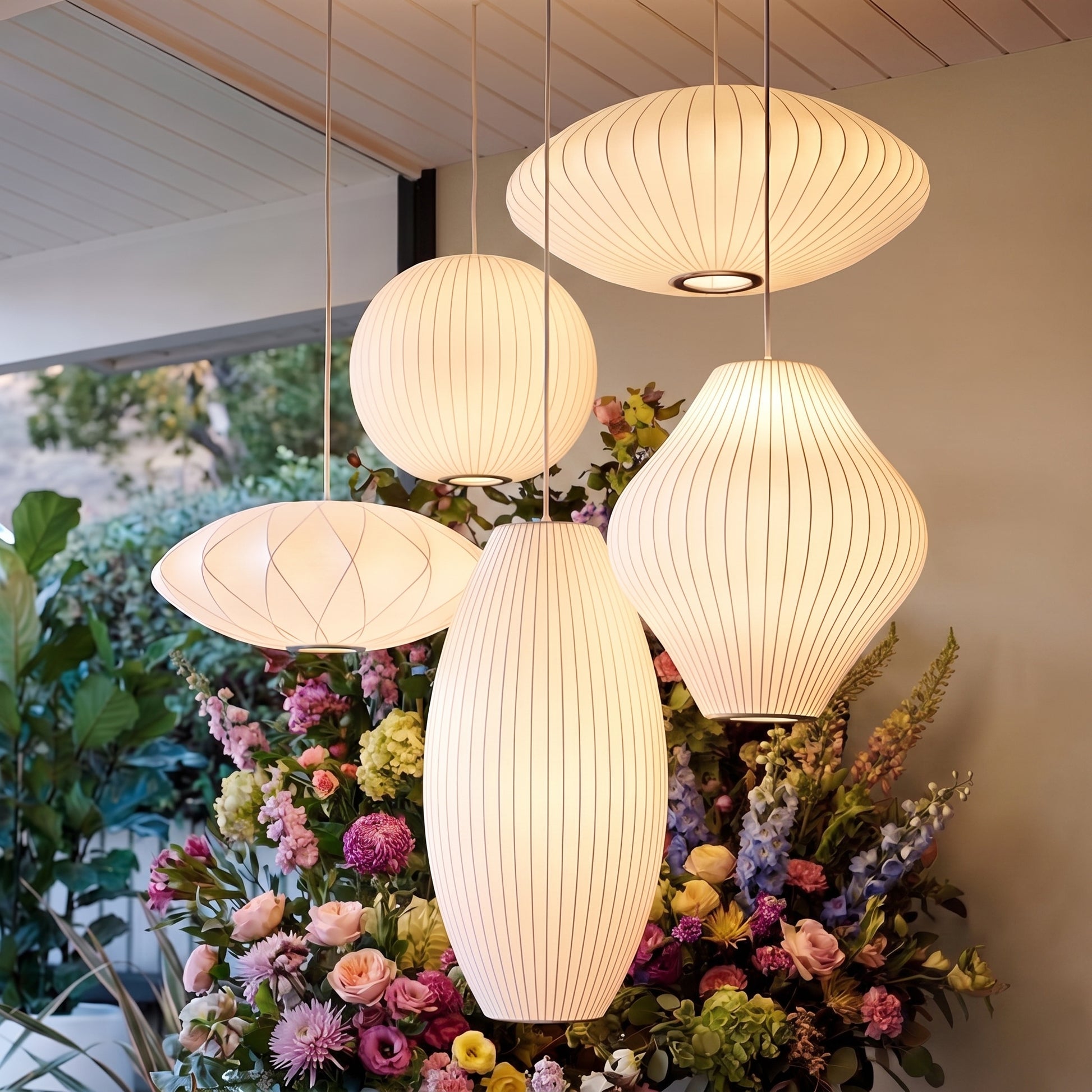 Mid-Century Fabric Cocoon Pendant Light Modern Cloud Bubble Chandelier Secondary image