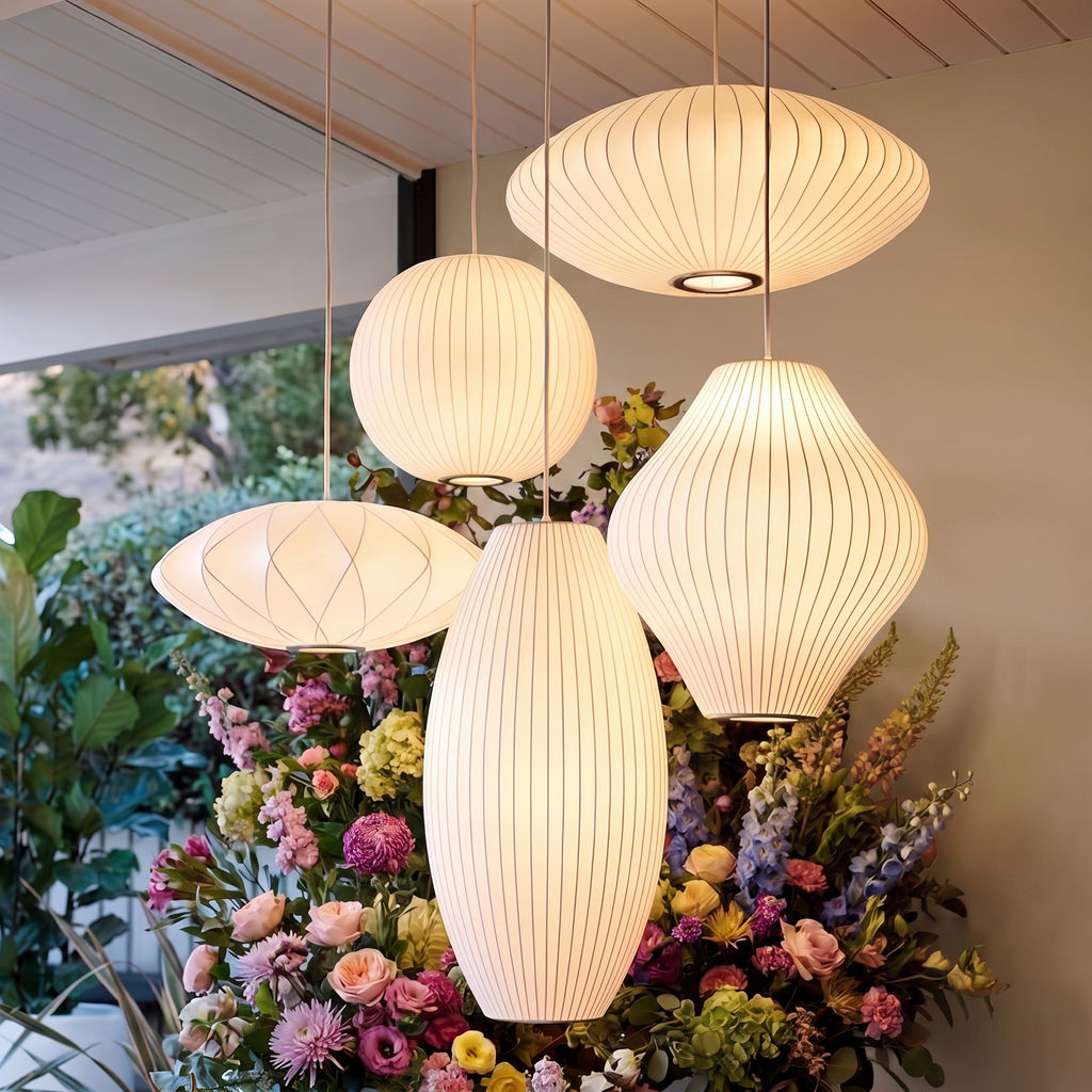Mid-Century Fabric Cocoon Pendant Light Modern Cloud Bubble Chandelier