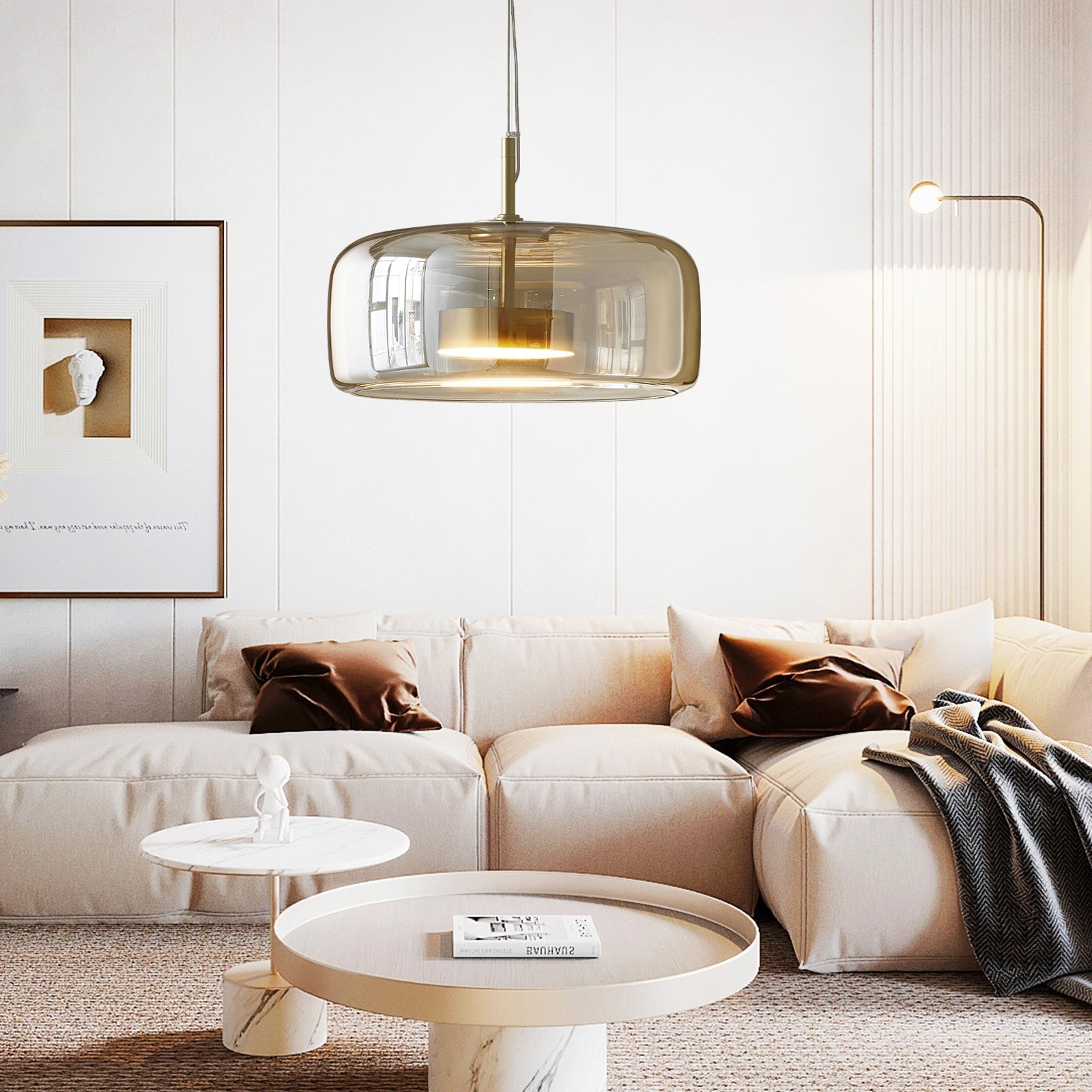Modern Simple Amber Glass Pendant Light Dining Room Chandelier Secondary image