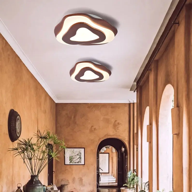 Flower Wood Ceiling Light Hardwired Wooden Ceiling Lamp