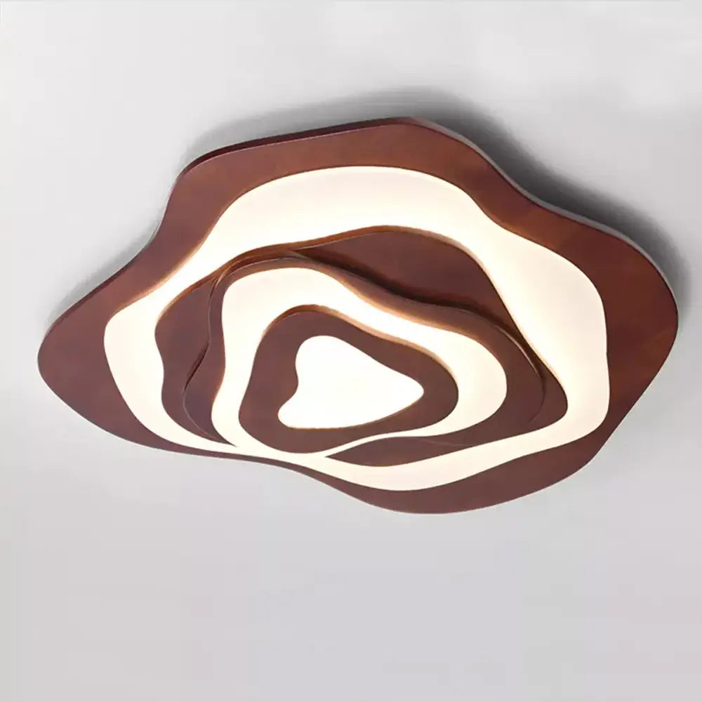 Flower Wood Ceiling Light Hardwired Wooden Ceiling Lamp