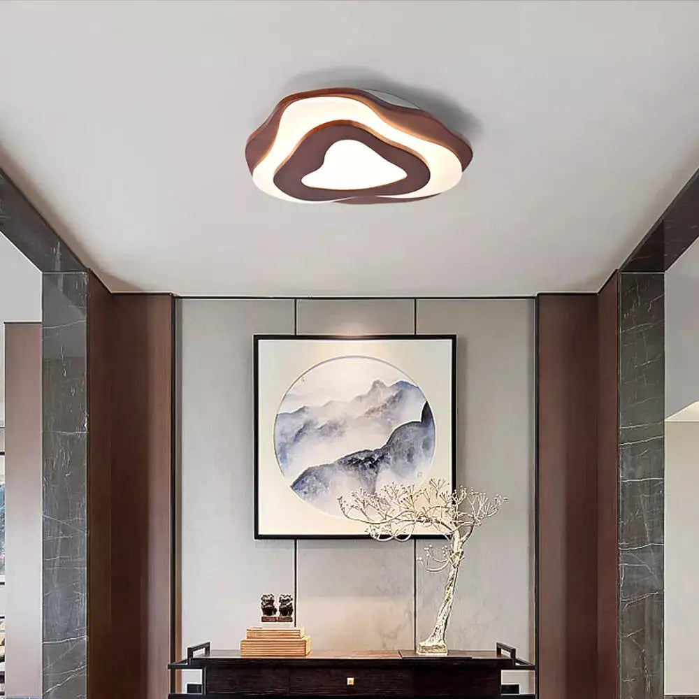 Flower Wood Ceiling Light Hardwired Wooden Ceiling Lamp