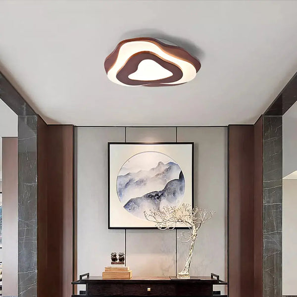 Flower Wood Ceiling Light Hardwired Wooden Ceiling Lamp