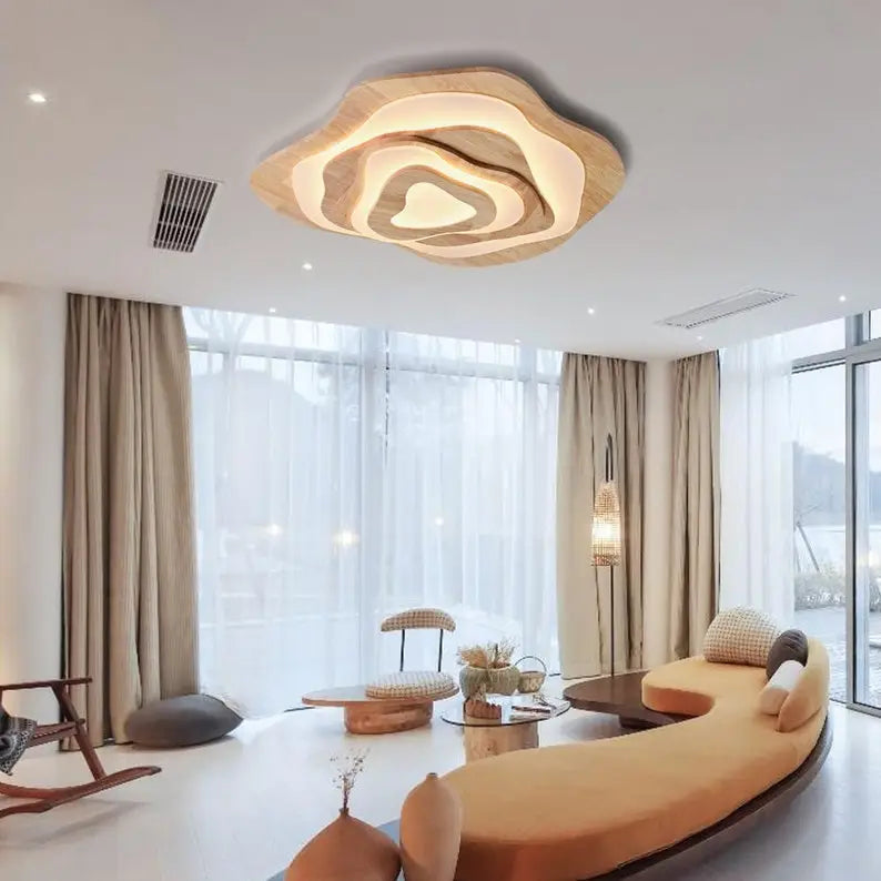 Flower Wood Ceiling Light Hardwired Wooden Ceiling Lamp Main image