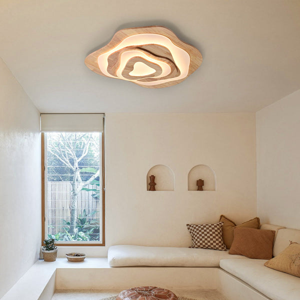 Flower Wood Ceiling Light Hardwired Wooden Ceiling Lamp