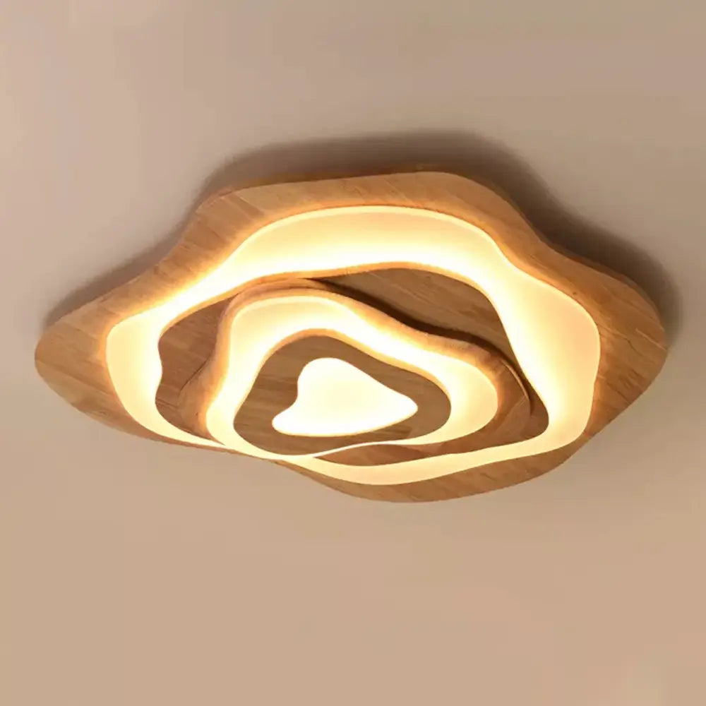Flower Wood Ceiling Light Hardwired Wooden Ceiling Lamp