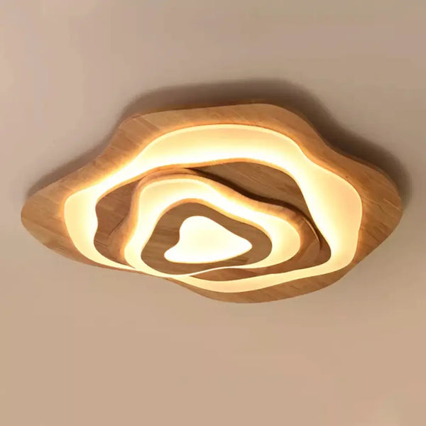 Flower Wood Ceiling Light Hardwired Wooden Ceiling Lamp