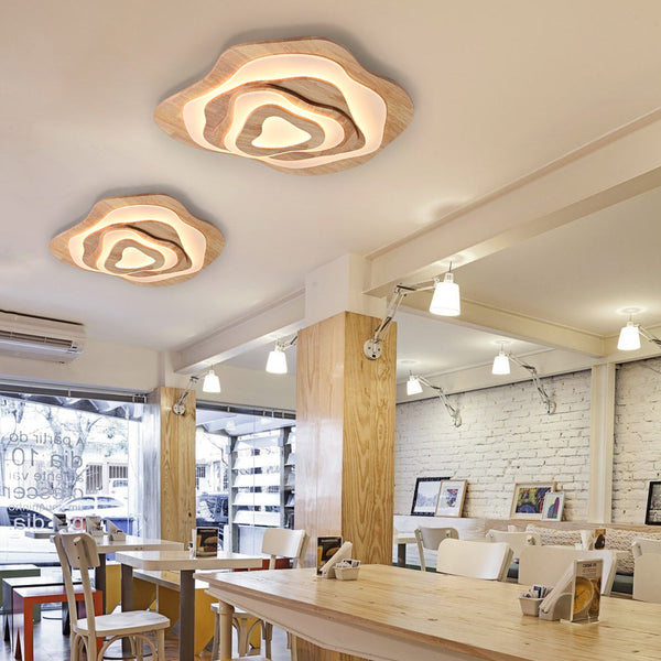 Flower Wood Ceiling Light Hardwired Wooden Ceiling Lamp