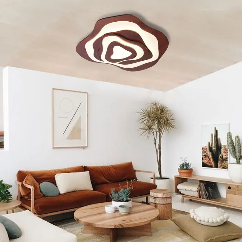 Flower Wood Ceiling Light Hardwired Wooden Ceiling Lamp Secondary image