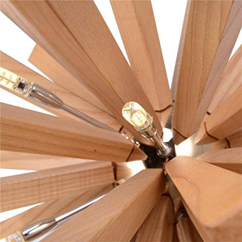 Mid-Century Solid Wood Starburst Chandelier Retro Pendant Light