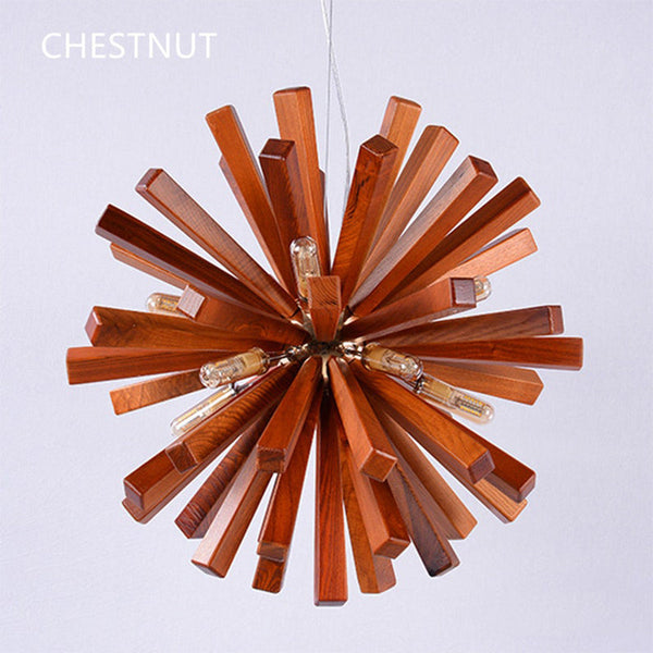 Mid-Century Solid Wood Starburst Chandelier Retro Pendant Light