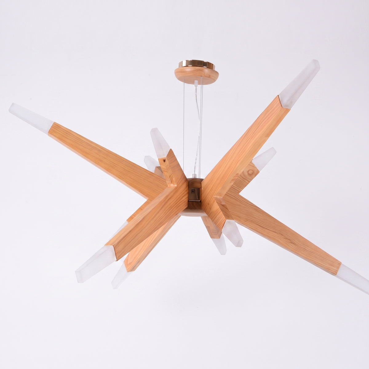 Modern Solid Wood 12-Light Sputnik Chandelier Starburst LED Pendant