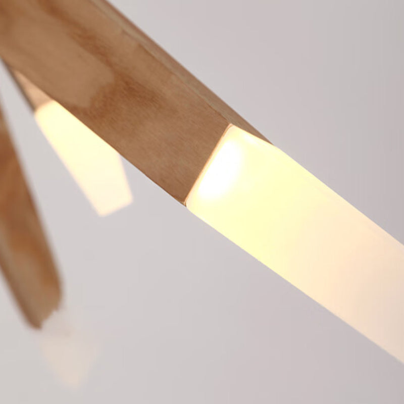 Modern Solid Wood 12-Light Sputnik Chandelier Starburst LED Pendant