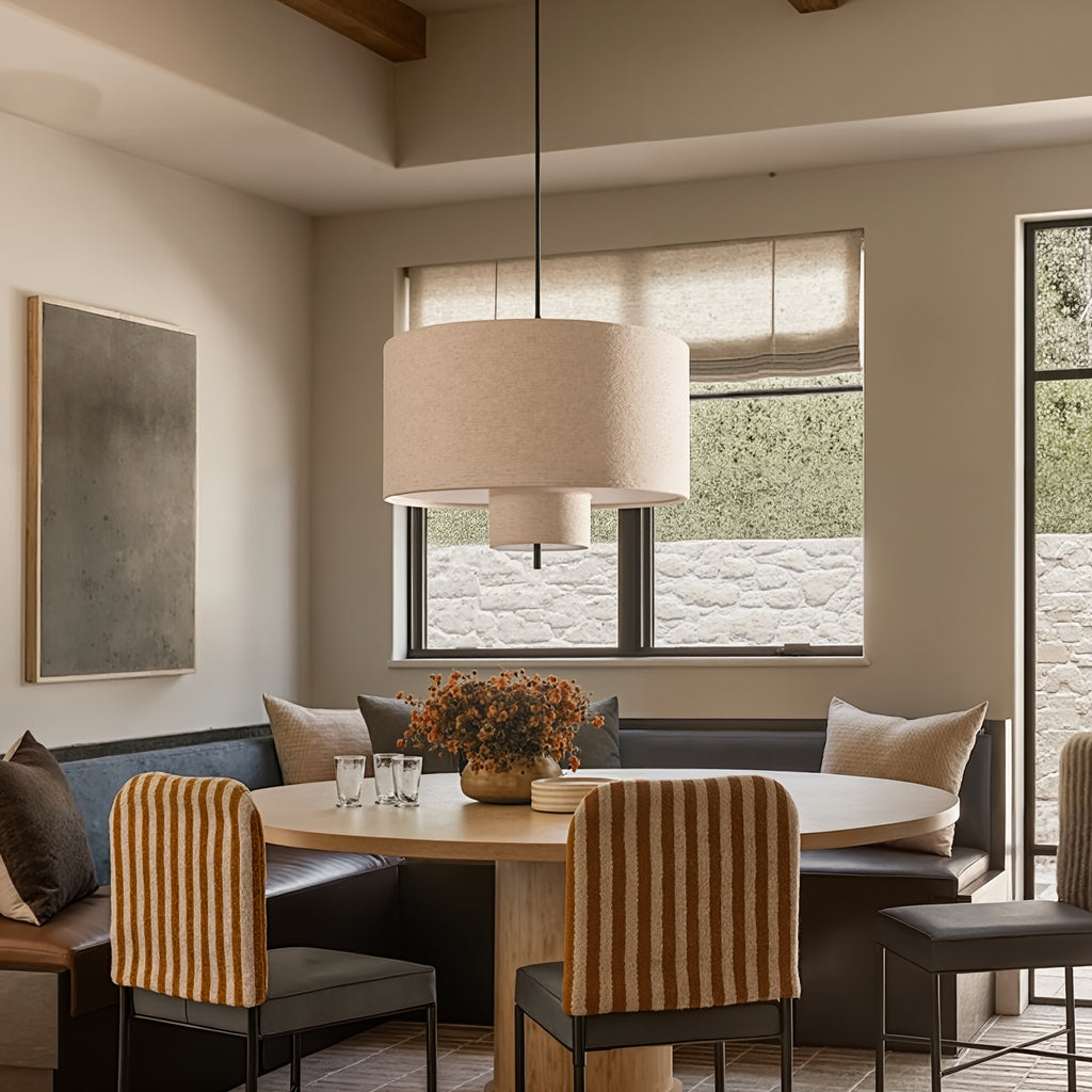 Modern Fabric Cylinder Pendant Light Minimalist Drum Chandelier
