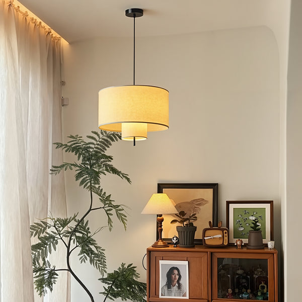 Modern Fabric Cylinder Pendant Light Minimalist Drum Chandelier