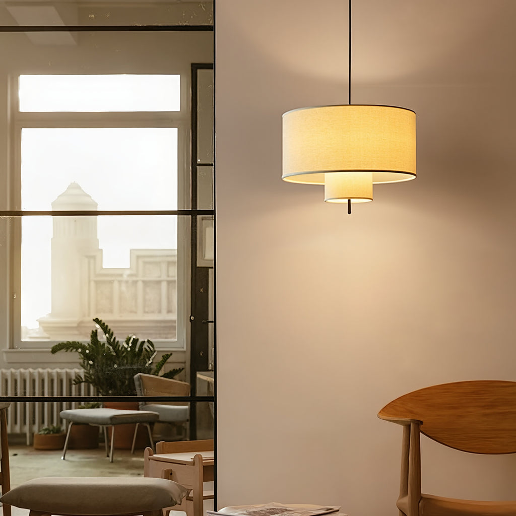 Modern Fabric Cylinder Pendant Light Minimalist Drum Chandelier