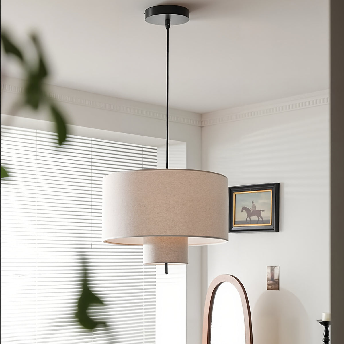 Modern Fabric Cylinder Pendant Light Minimalist Drum Chandelier