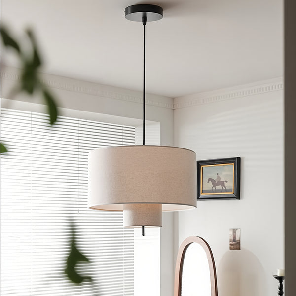 Modern Fabric Cylinder Pendant Light Minimalist Drum Chandelier