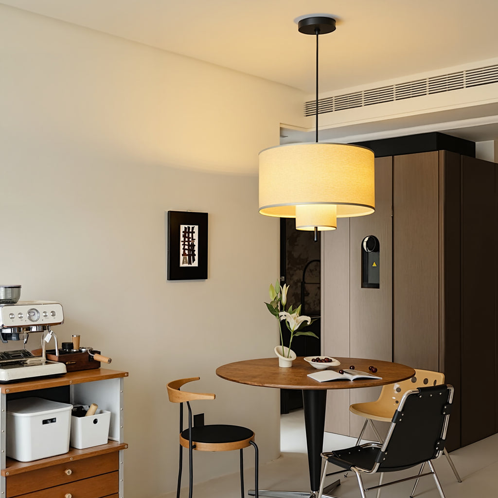 Modern Fabric Cylinder Pendant Light Minimalist Drum Chandelier
