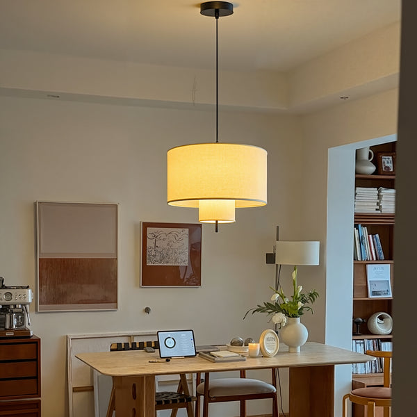 Modern Fabric Cylinder Pendant Light Minimalist Drum Chandelier