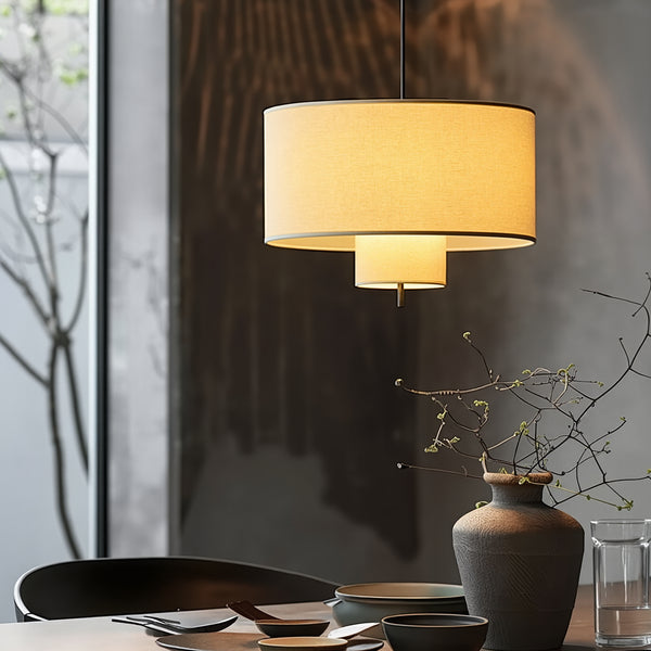 Modern Fabric Cylinder Pendant Light Minimalist Drum Chandelier