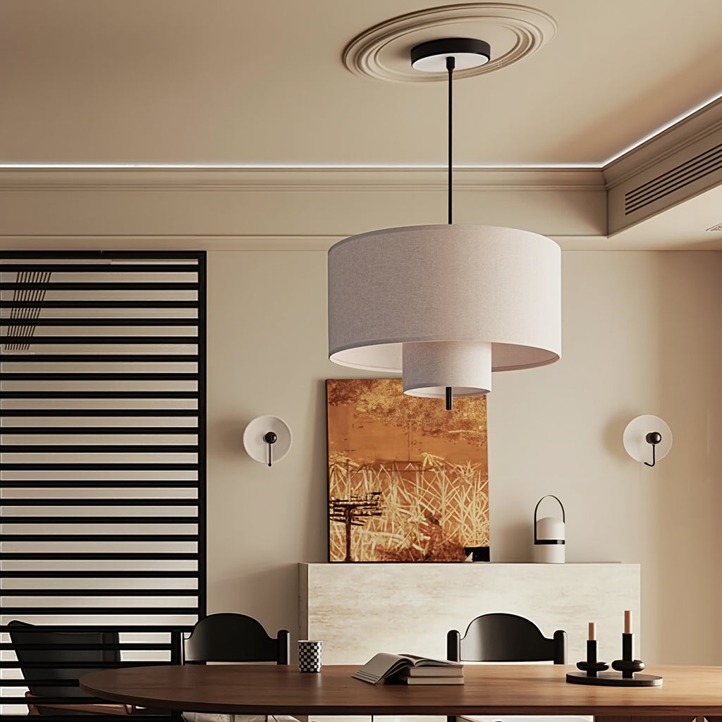 Modern Fabric Cylinder Pendant Light Minimalist Drum Chandelier