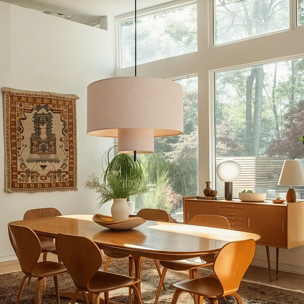Modern Fabric Cylinder Pendant Light Minimalist Drum Chandelier