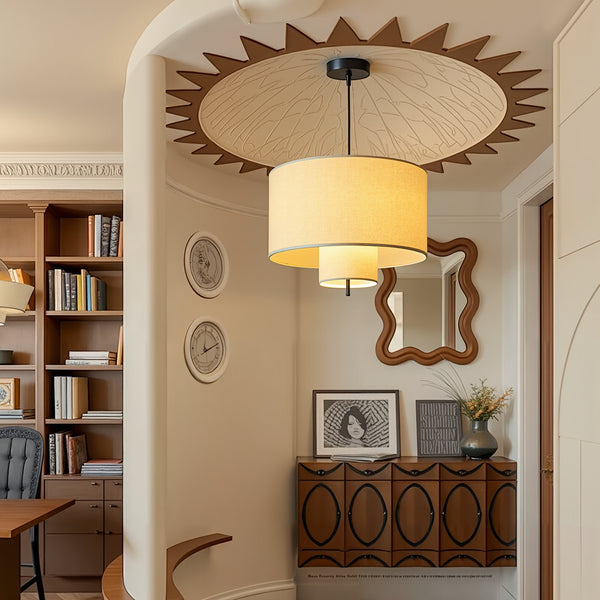 Modern Fabric Cylinder Pendant Light Minimalist Drum Chandelier