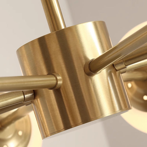 Large 8-Light Modern Brass Sputnik Chandelier Opal Globe Lamp