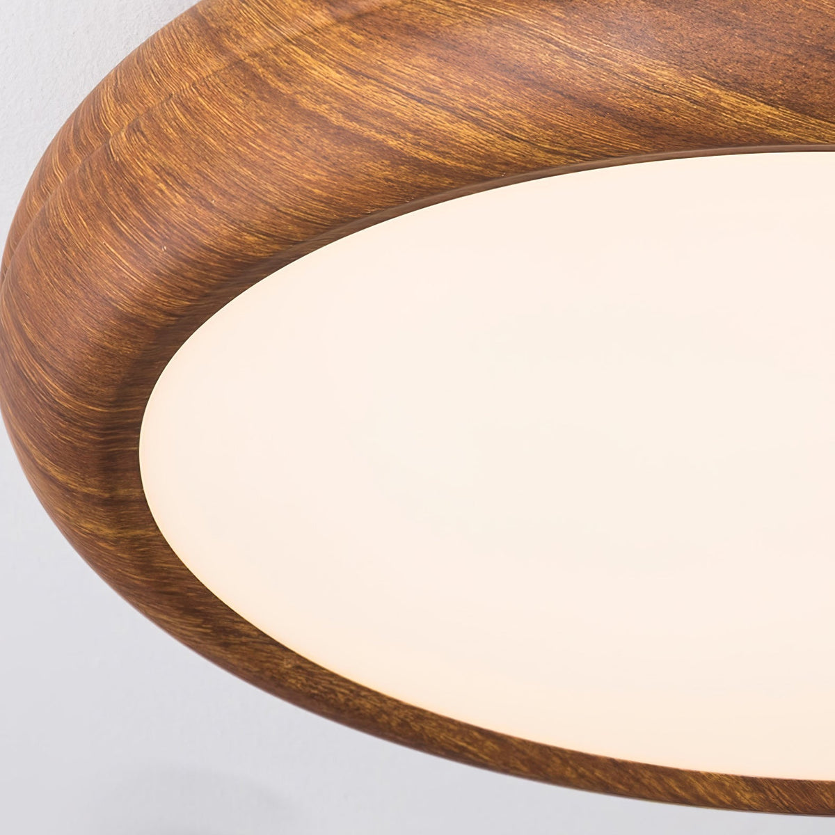 Wood Grain Round Living Room Ceiling Lamp Low-Profile Flush Mount