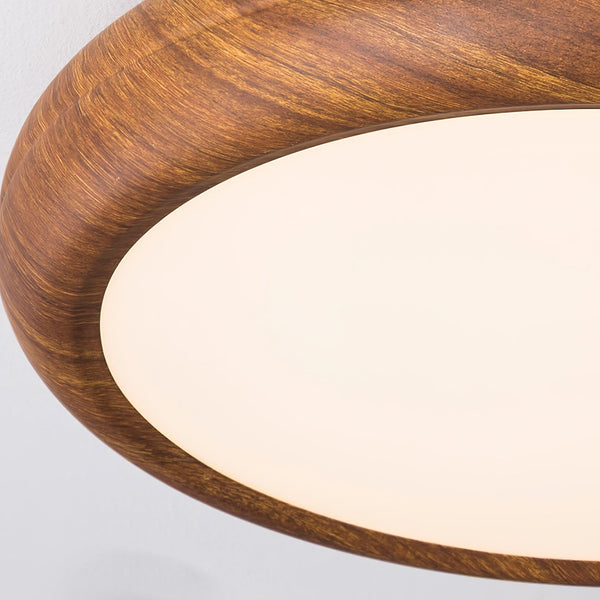 Wood Grain Round Living Room Ceiling Lamp Low-Profile Flush Mount