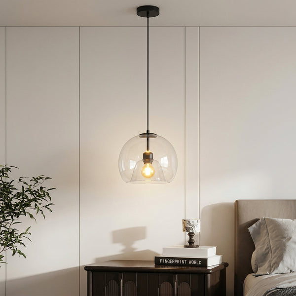 Spherical Glass Pendant Light Double-Layer Smoke & Amber Globe Lamp