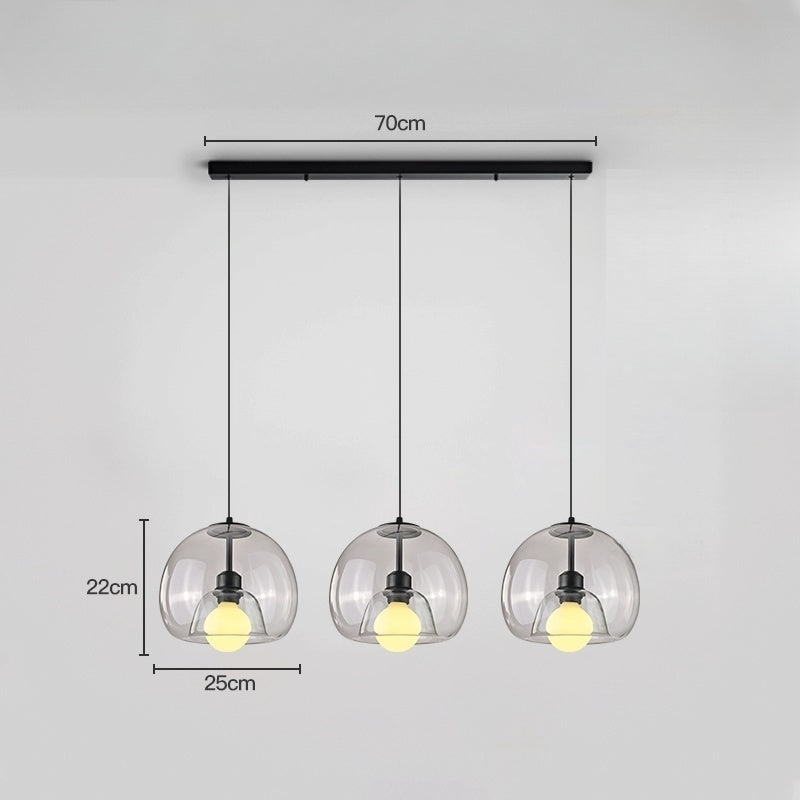 Spherical Glass Pendant Light Double-Layer Smoke & Amber Globe Lamp