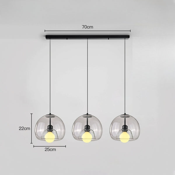 Spherical Glass Pendant Light Double-Layer Smoke & Amber Globe Lamp