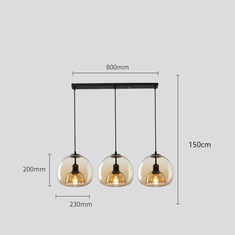 Spherical Glass Pendant Light Double-Layer Smoke & Amber Globe Lamp
