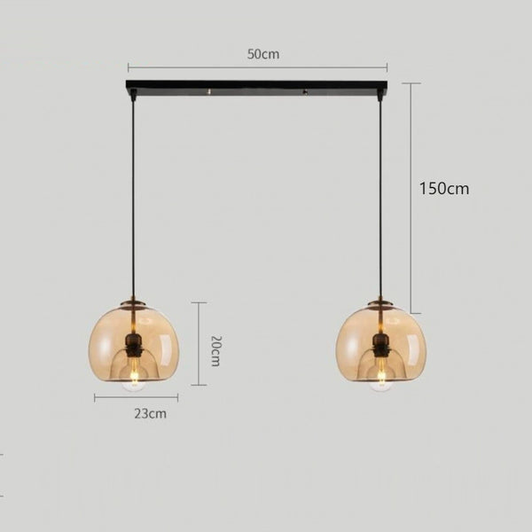 Spherical Glass Pendant Light Double-Layer Smoke & Amber Globe Lamp