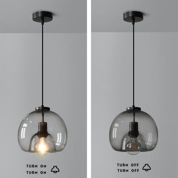Spherical Glass Pendant Light Double-Layer Smoke & Amber Globe Lamp