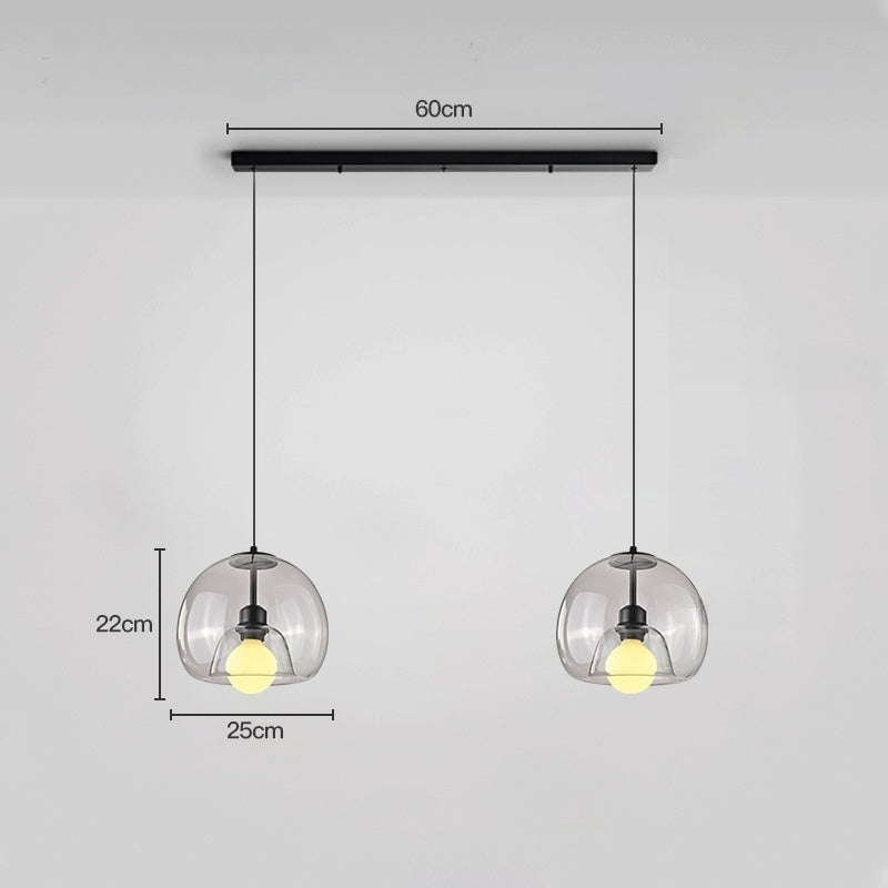 Spherical Glass Pendant Light Double-Layer Smoke & Amber Globe Lamp