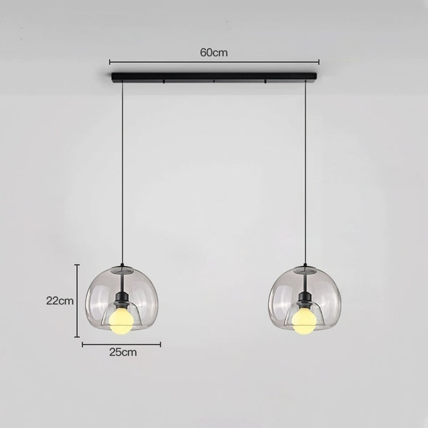 Spherical Glass Pendant Light Double-Layer Smoke & Amber Globe Lamp