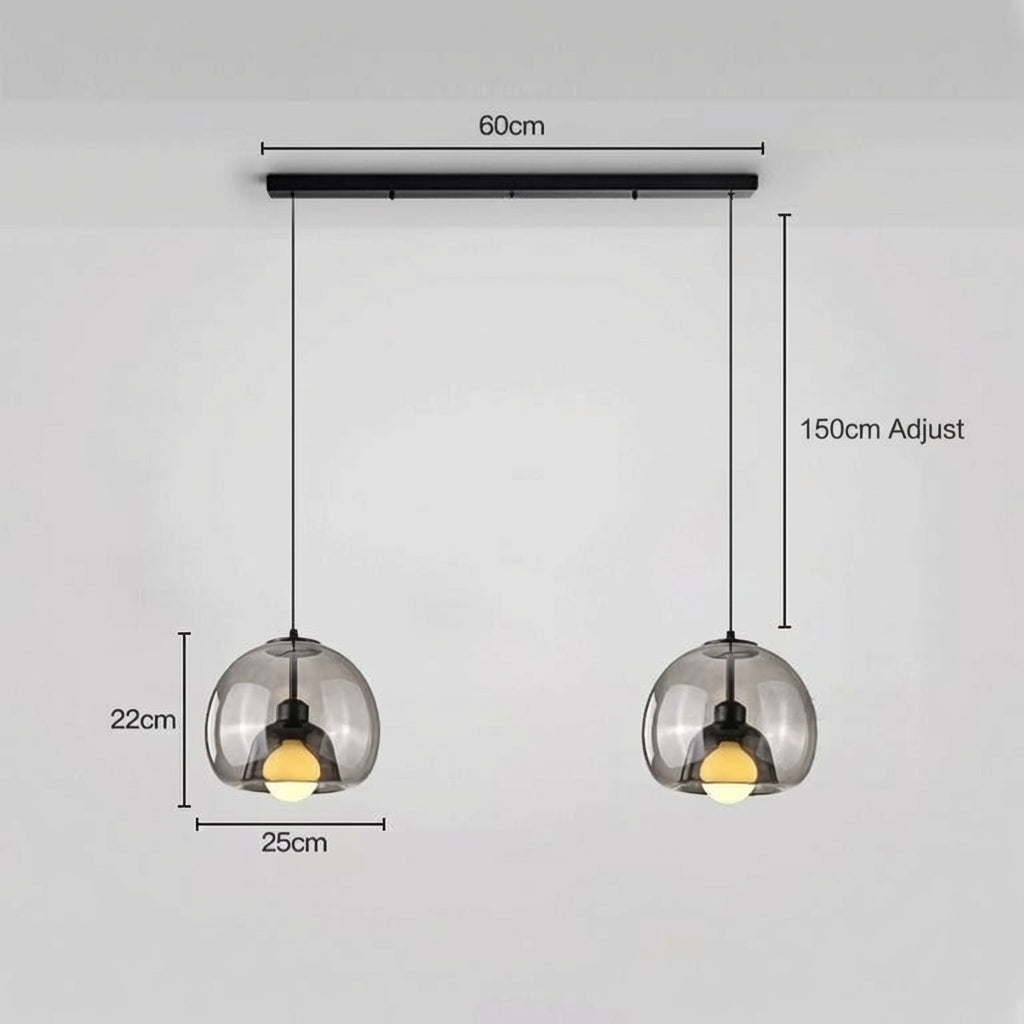 Spherical Glass Pendant Light Double-Layer Smoke & Amber Globe Lamp