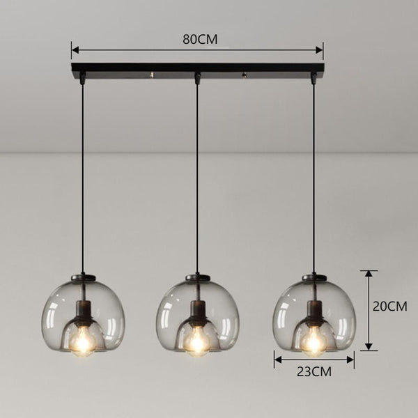 Spherical Glass Pendant Light Double-Layer Smoke & Amber Globe Lamp