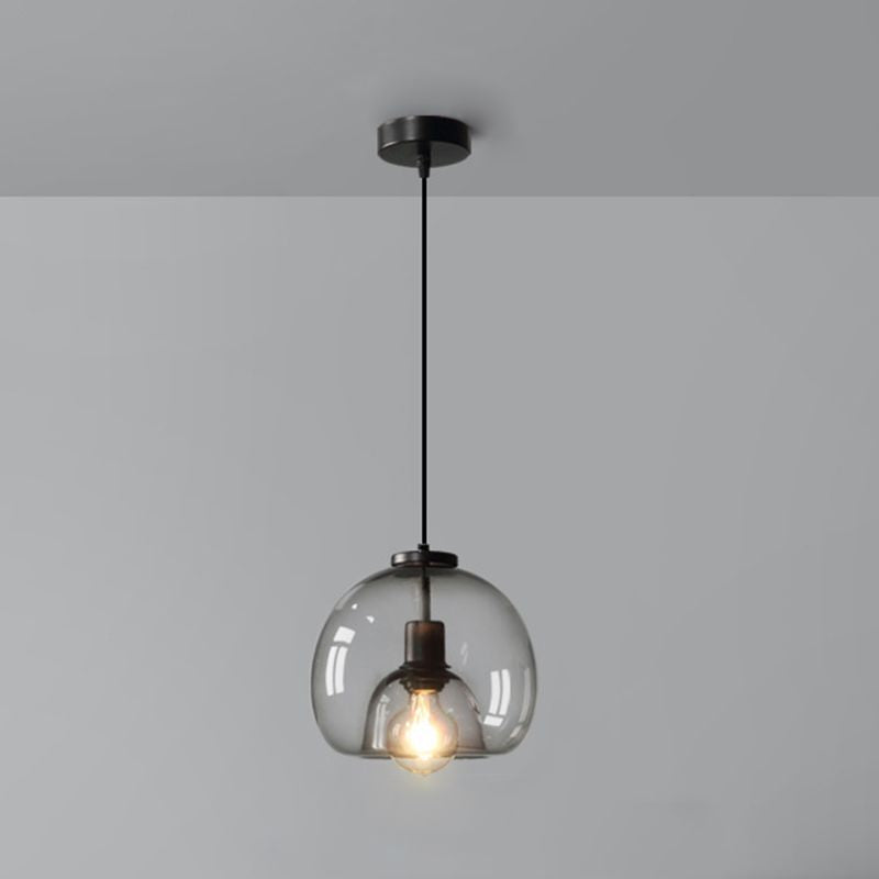 Spherical Glass Pendant Light Double-Layer Smoke & Amber Globe Lamp