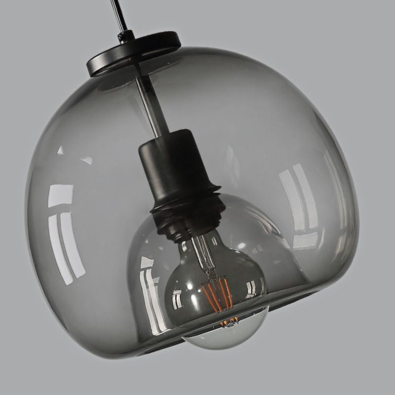 Spherical Glass Pendant Light Double-Layer Smoke & Amber Globe Lamp