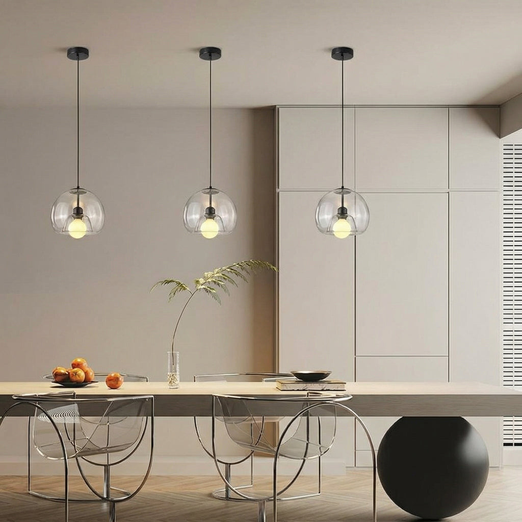 Spherical Glass Pendant Light Double-Layer Smoke & Amber Globe Lamp