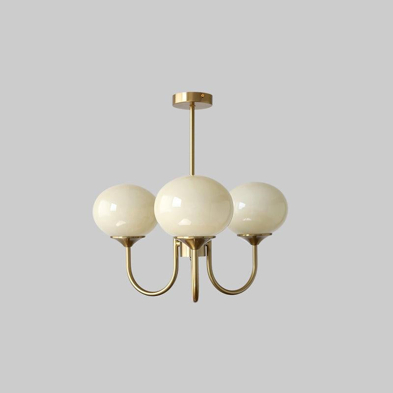 Modern Gooseneck Globe Chandelier Pink & Orange Glass Pendant