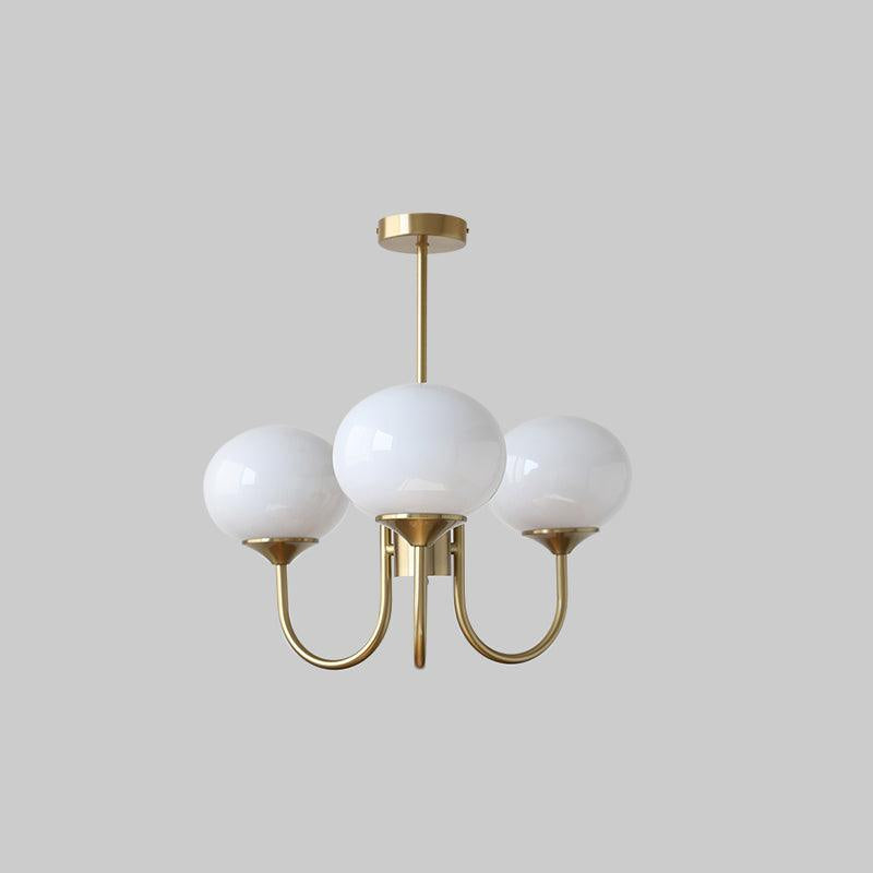 Modern Gooseneck Globe Chandelier Pink & Orange Glass Pendant